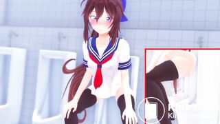 anime girl Pooping in urinals