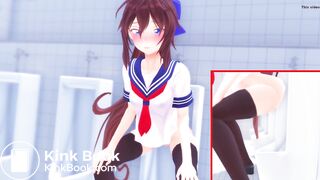 anime girl Pooping in urinals