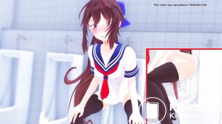 anime girl Pooping in urinals