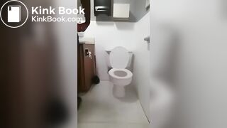 Ebony girl shitting on public toilet