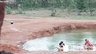 Desi outdoor ass wash