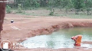 Desi outdoor ass wash