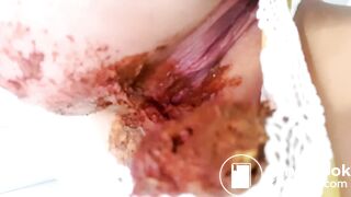 Big shit in sheer panties