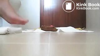 Brunette shit on bathroom floor video 2