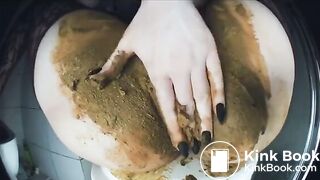 Dirty Betty in white panties scat smear