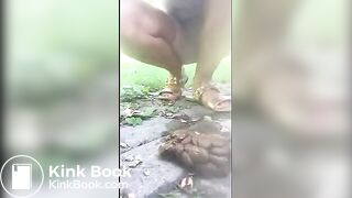 A thick turd in the yard..