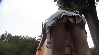 Japanese woman outdoor enema