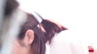 Japanese girl pooping at work