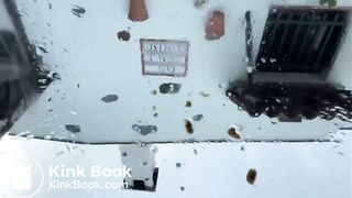 Sexy girl does a big shit on her rental car in Spain