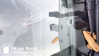 Sexy girl does a big shit on her rental car in Spain