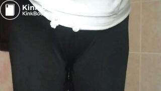 girl wets and messes tights
