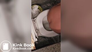 Girl pooping and peeing on toilet