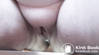 Girl pee, comes and small accidental poop