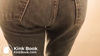 Girl messes her jeans and rubs