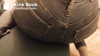 Girl messes her jeans and rubs