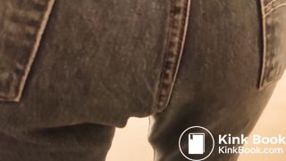 Girl messes her jeans and rubs