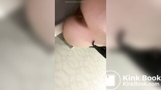 Blonde beautiful shit in public toilet