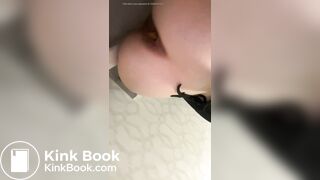 Blonde beautiful shit in public toilet