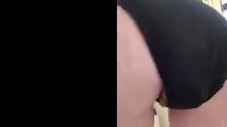 A lady poops her black undies..