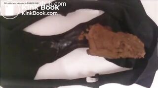 A lady poops her black undies..