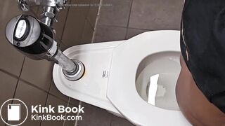 Girl pooping on public toilet - video 5