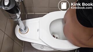 Girl pooping on public toilet - video 5