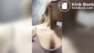 girl shits her leggings at the gym