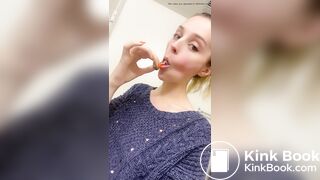 Blonde Teen Cleans Her Dirty Butt Plug