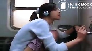Girl pooping in train