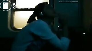 Girl pooping in train