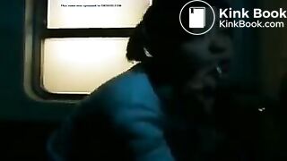 Girl pooping in train