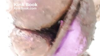 Pink panties ruined with huge poop