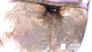 Pink panties ruined with huge poop