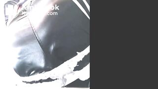 Hard poop in nylon shorts.