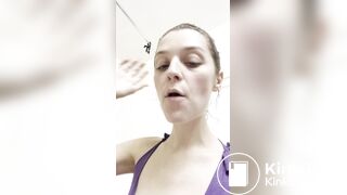 Teen Blonde swallows a turd