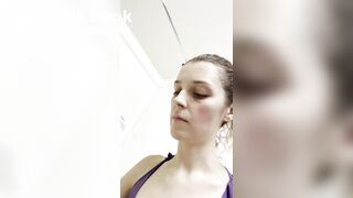 Teen Blonde swallows a turd