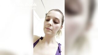 Teen Blonde swallows a turd