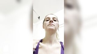 Teen Blonde swallows a turd