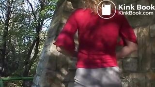 Beautiful Ukraine woman outdoor poop 558