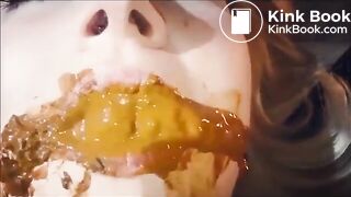 Laying down eating shit