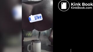 Girl has explosive squirty diarrhea in coffee cup