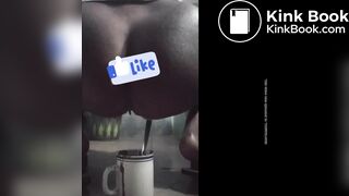 Girl has explosive squirty diarrhea in coffee cup