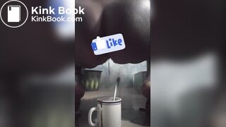 Girl has explosive squirty diarrhea in coffee cup