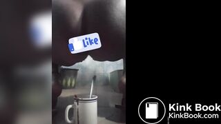 Girl has explosive squirty diarrhea in coffee cup