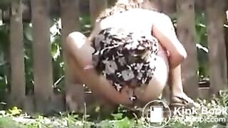 Cute Russian woman outdoor spy poop 148