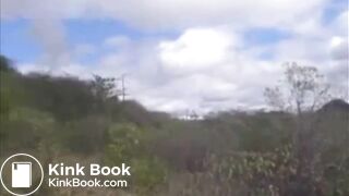 Girl shitting diarrhea in nature