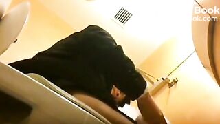 Japanese girl takes quick poop on public toilet