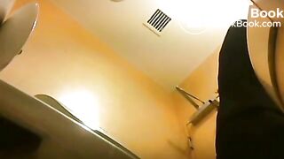 Japanese girl takes quick poop on public toilet