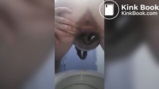 Women takes a shit then smears her poo on her