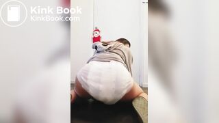 Girl bounces In her messy diaper